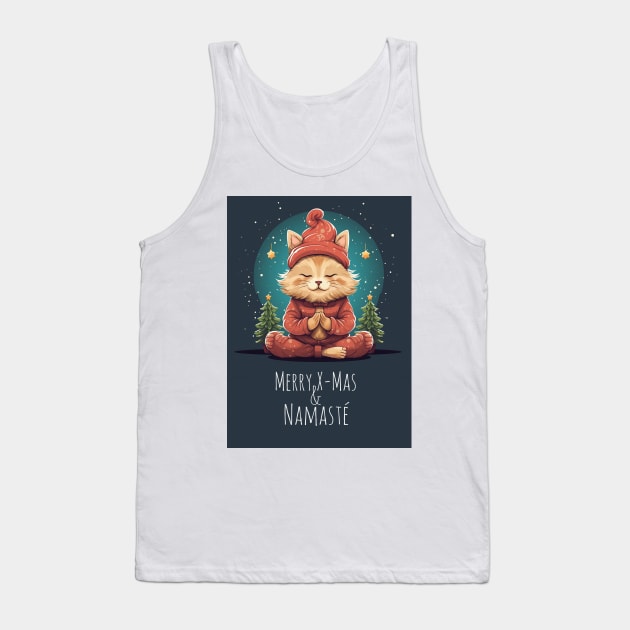 Yoga Meditation Christmas Cat Tank Top by ByMine